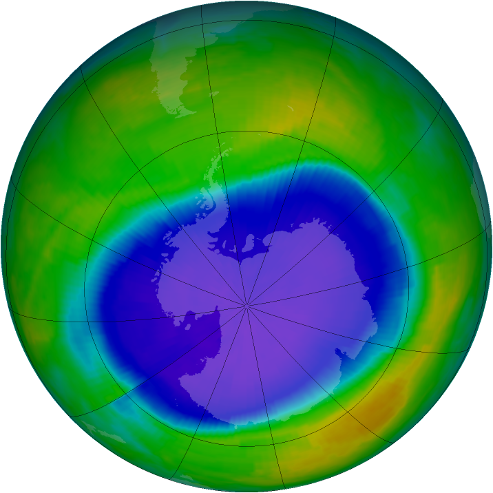 Antarctic ozone map for 27 October 1997